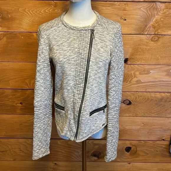 Maison Scotch Long sleeve Keyhole zip closure gray motorcycle stye jacket size 1 - Picture 1 of 10